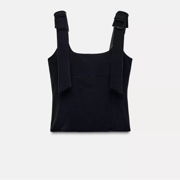 Zara Tops - Zara Velvet Black Bows Top S NWT